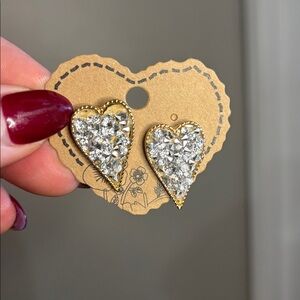 NWT - designer inspired, heart earrings with sprinkles - KS vibes